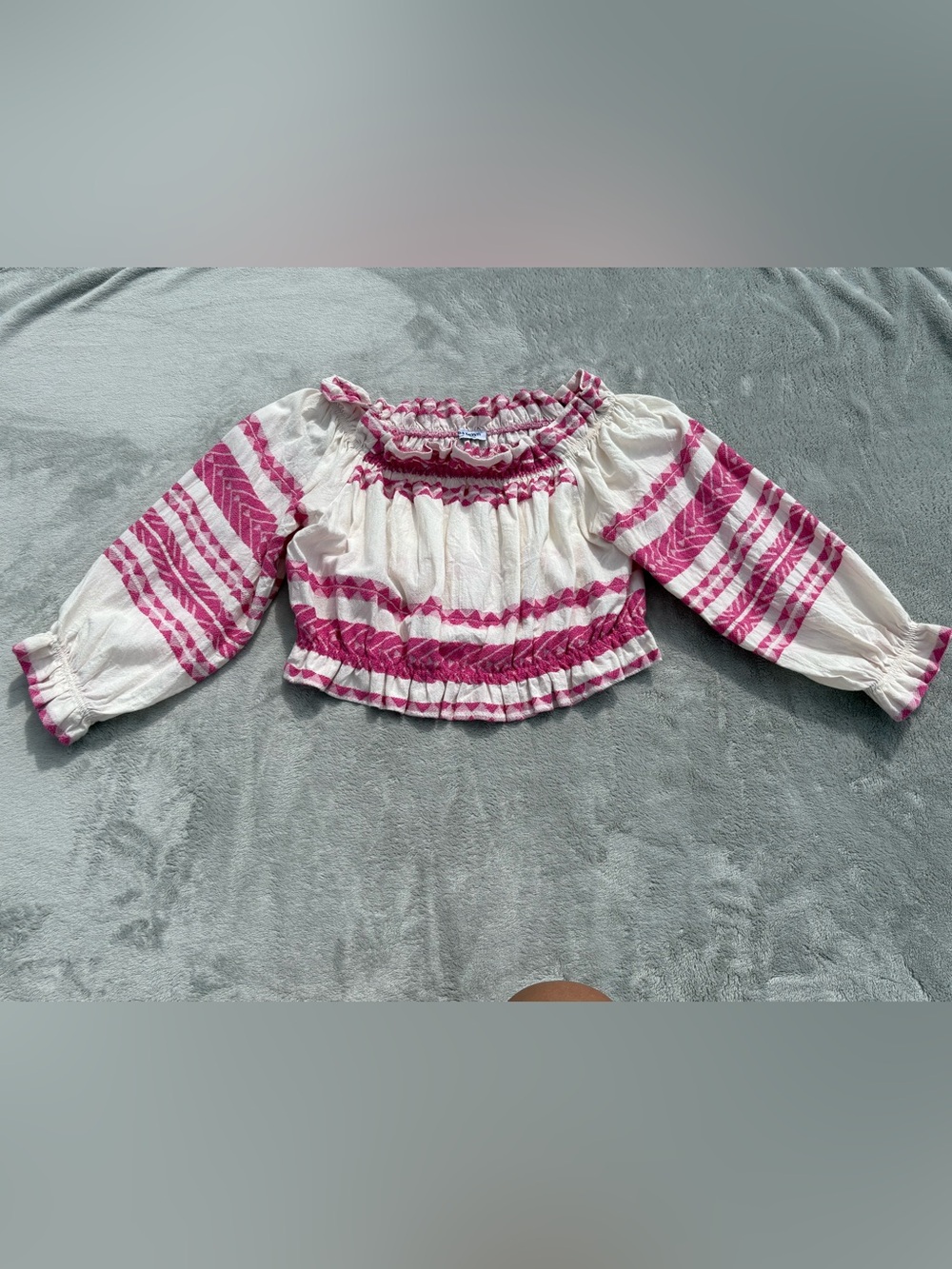 Alba Monti Made in Italy Embroidered Off The Shoulder Crop Blouse Pink. Sz L - Picture 4 of 6